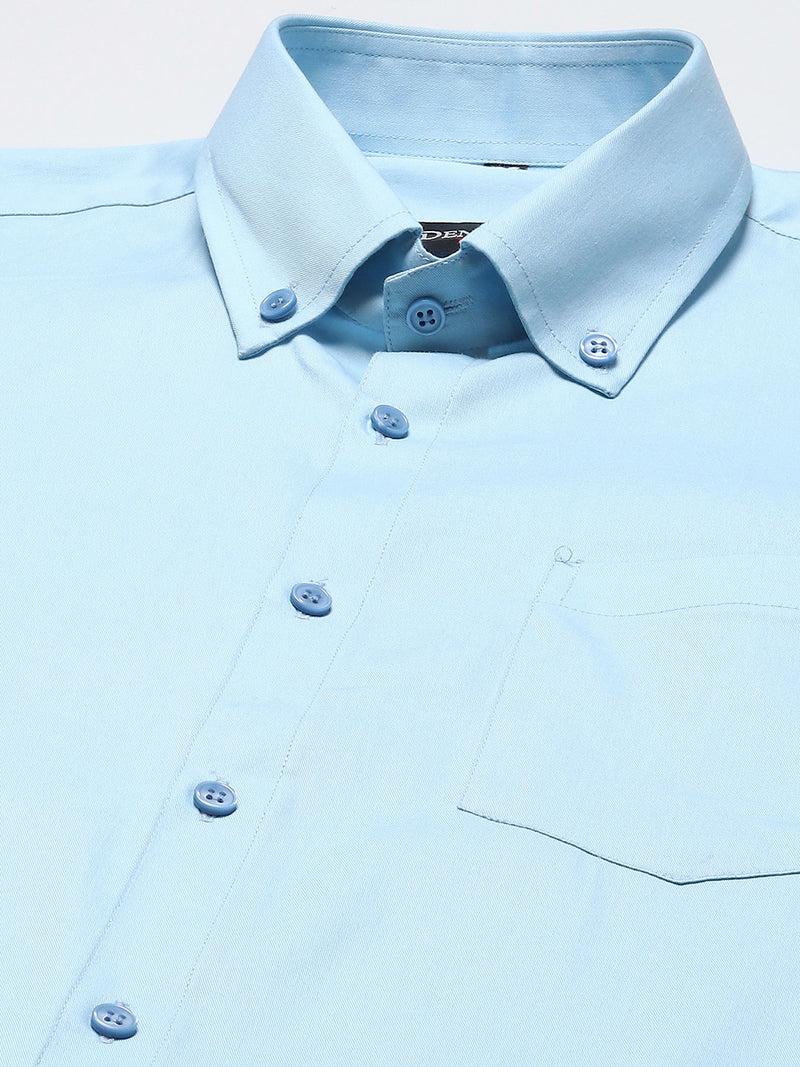 Men Blue Solid Smart Slim Fit Water Repellent Shirt