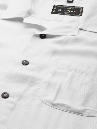 Men White Smart Slim Fit Solid Opaque Casual Shirt with Chest Pocket
