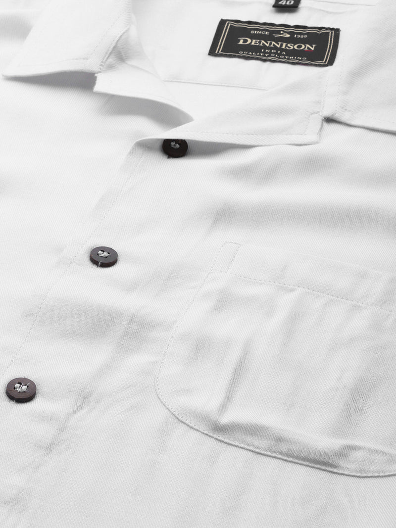 Men White Smart Slim Fit Solid Opaque Casual Shirt with Chest Pocket