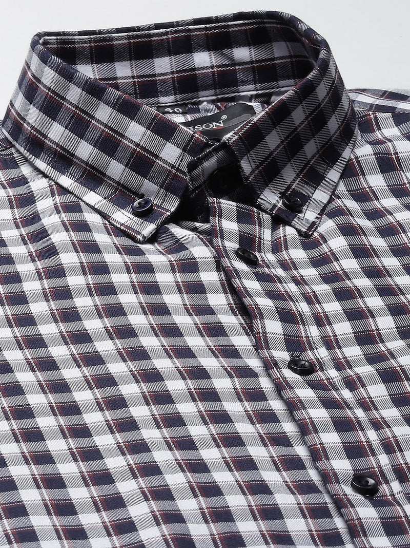 Men White Smart Slim Fit Gingham Checks Opaque Checked Formal Shirt