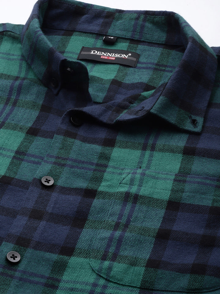 Men Plus Size Tartan Checked Casual Shirt