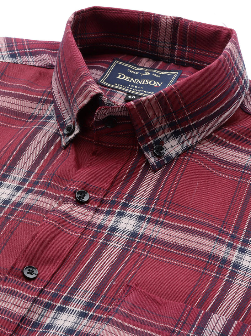 Maroon: tartan checked Formal shirt