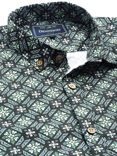 Men Green Smart Slim Fit Printed Casual Shirt
