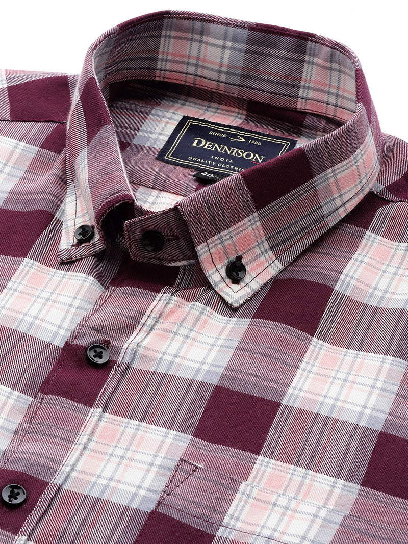 Men Smart Slim Fit Tartan Checks Formal Shirt