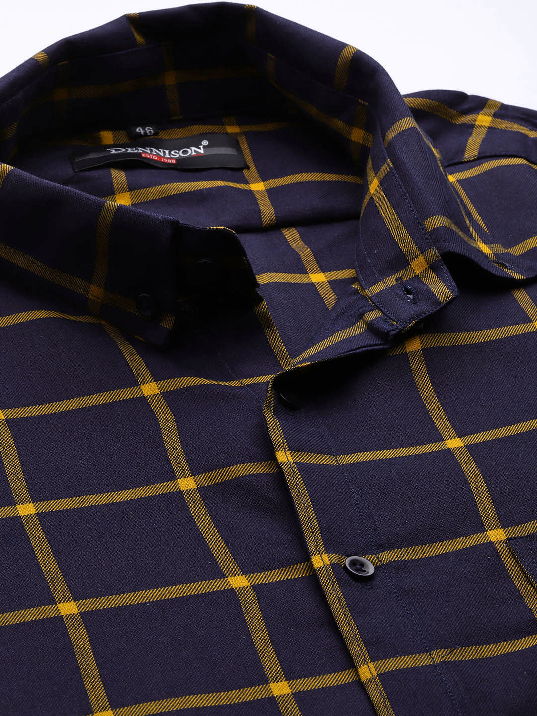 Men Navy Blue Smart Slim Fit Checked Casual Shirt