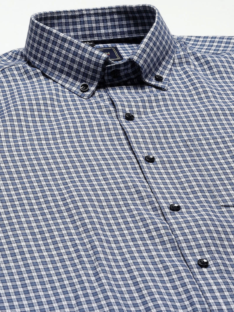 Men Smart Shepherd Checked Cotton Formal Shirt