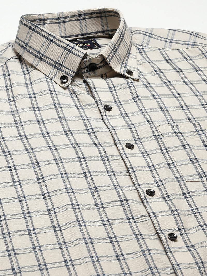 Men Smart Tartan Checked Cotton Formal Shirt