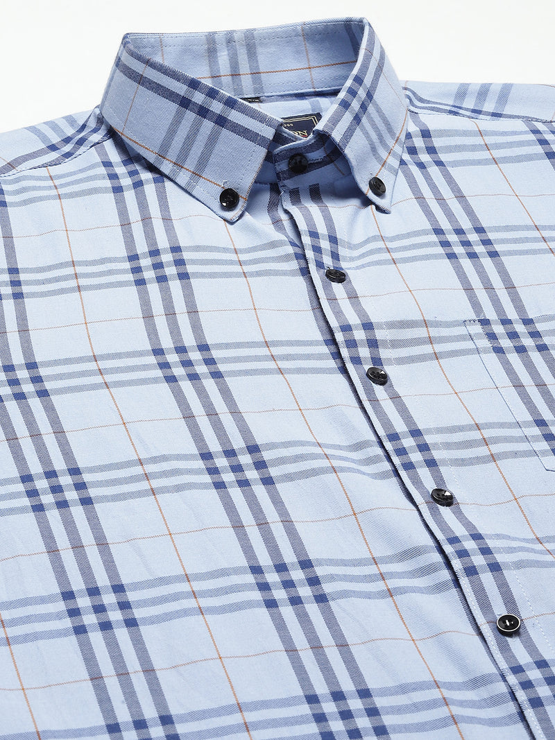 Men Smart Tartan Checked Cotton Formal Shirt