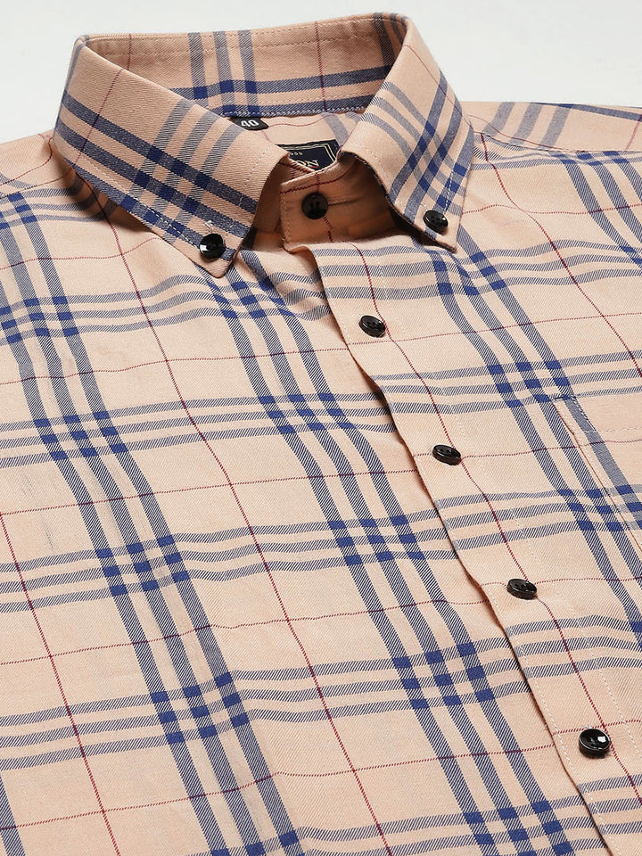 Men Smart Tartan Checked Cotton Formal Shirt