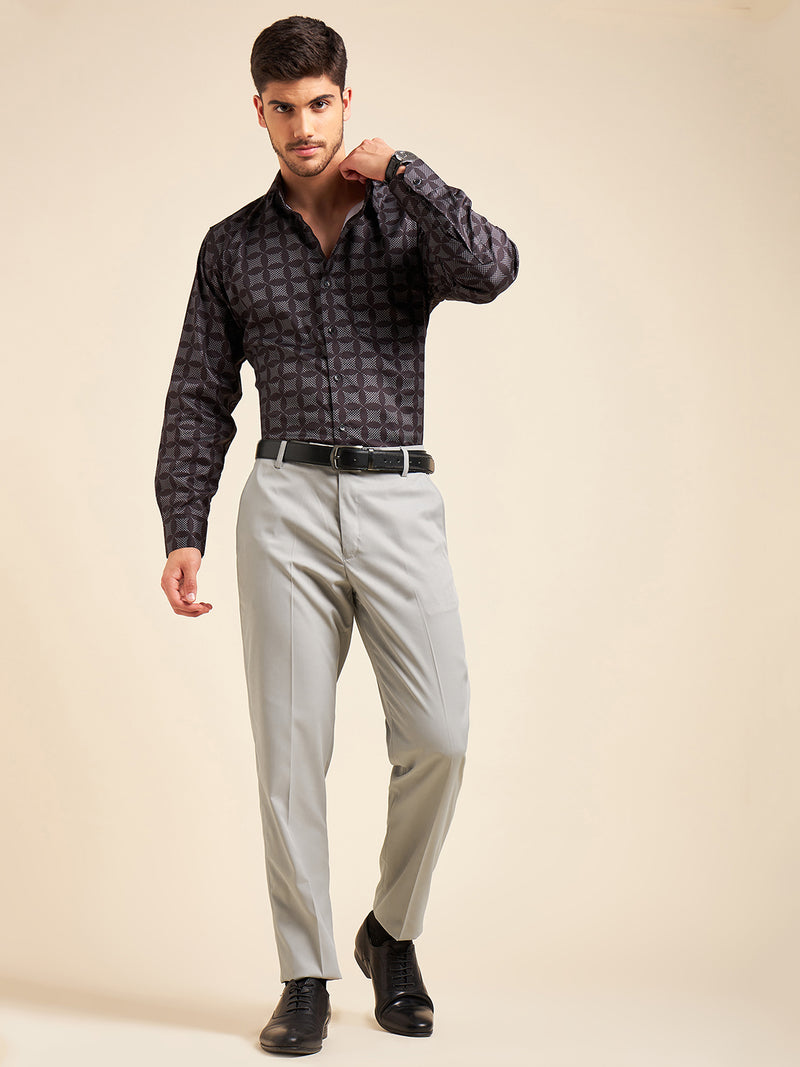 DENNISON Men Flat-Front Mid-Rise Regular Trousers