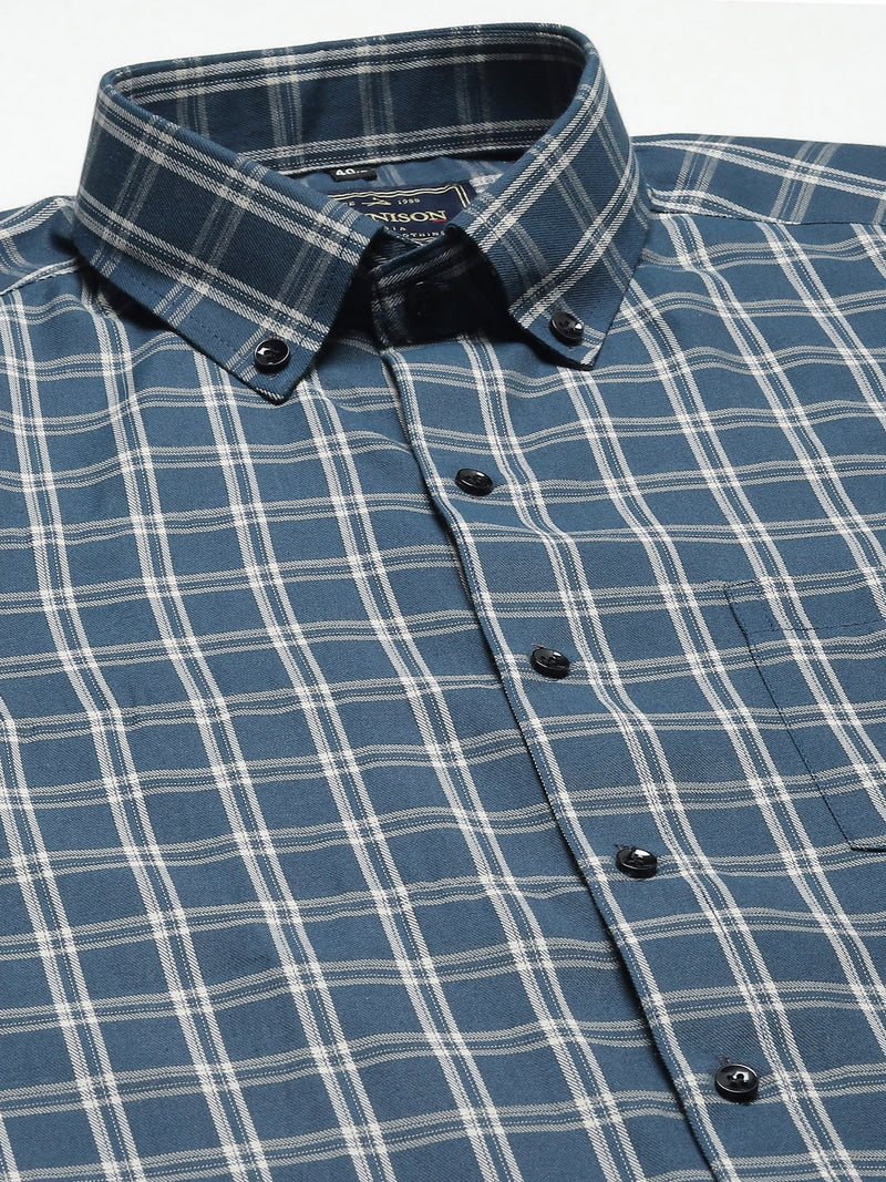 Men Smart Gingham Checked Cotton Formal Shirt