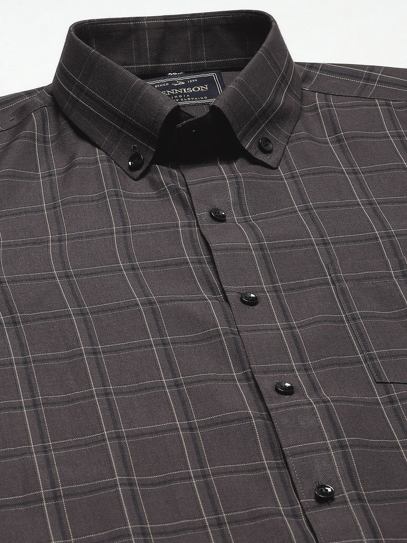 Men Smart Tartan Checked Cotton Formal Shirt
