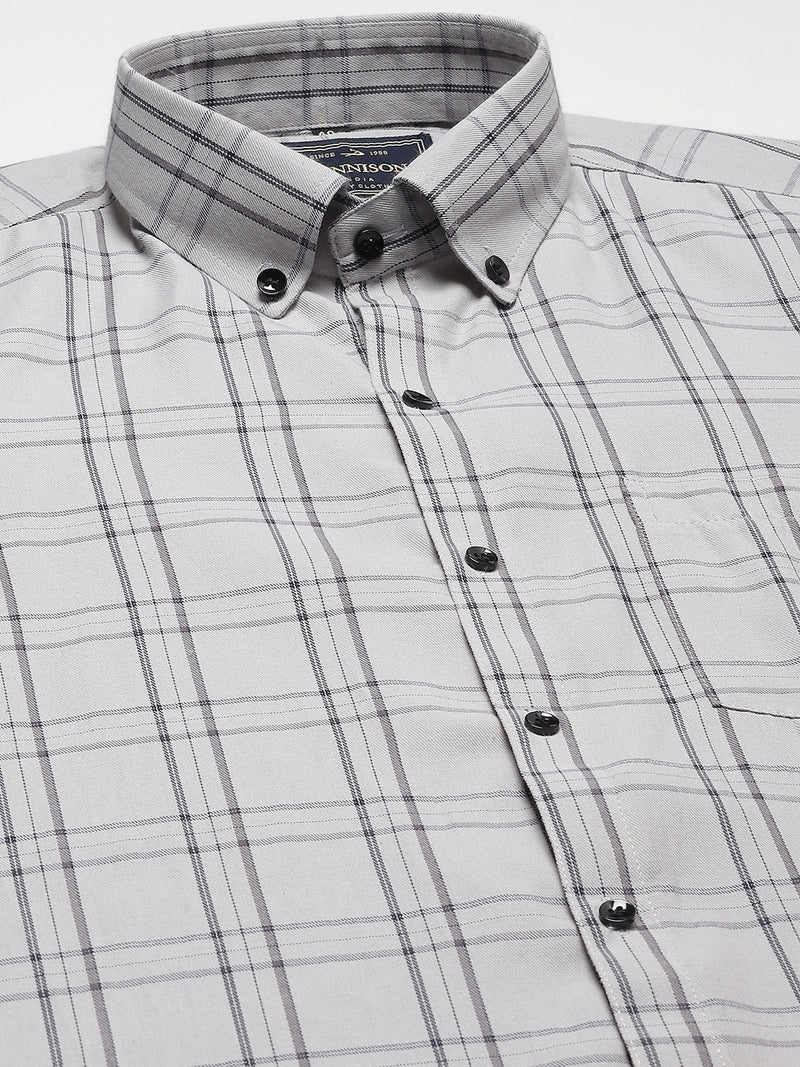 Men Smart Tartan Checked Cotton Formal Shirt