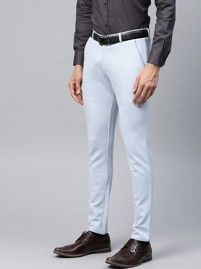Blue: Wrinkle Free Stretchable Knitted Chinos
