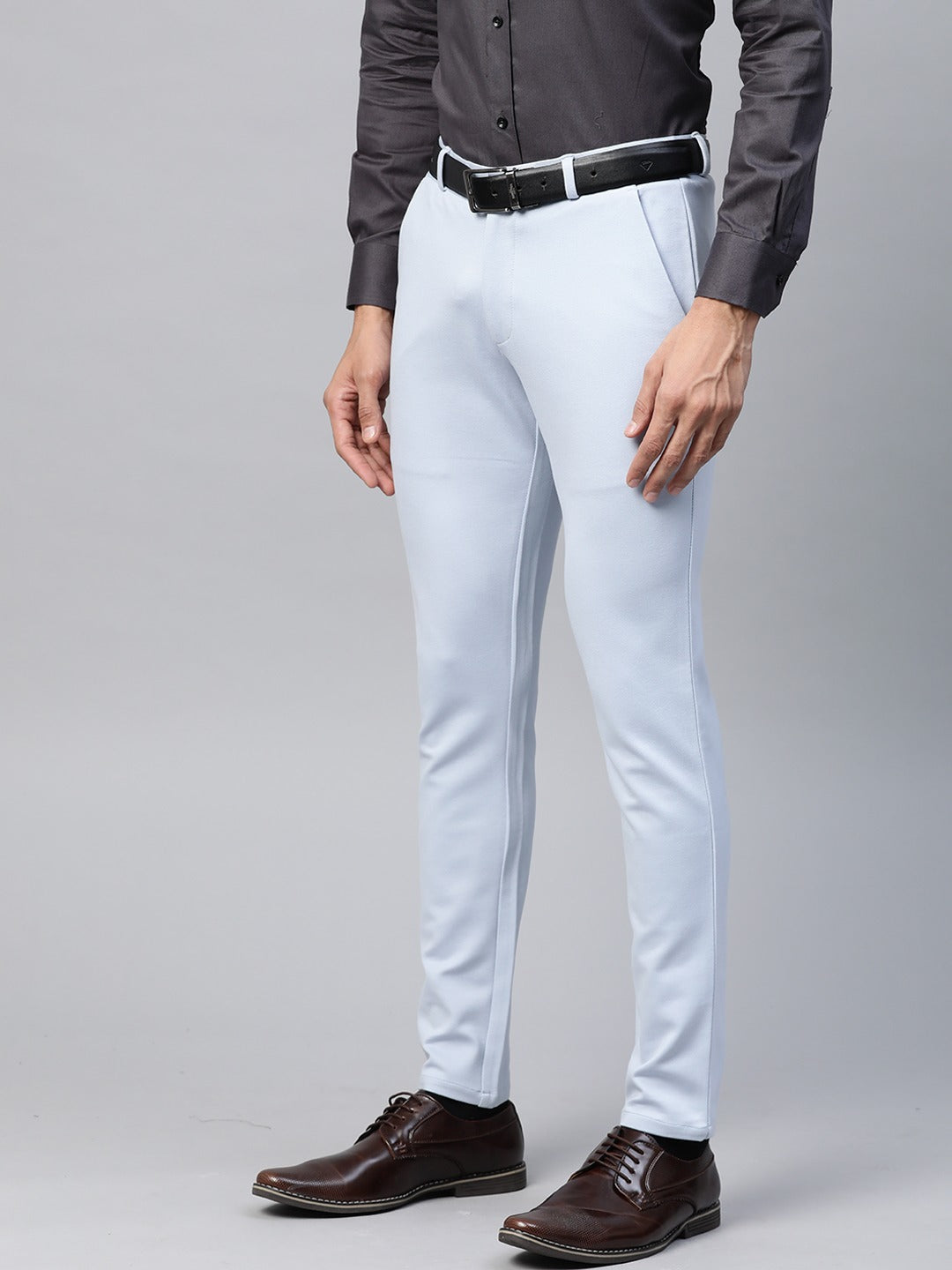 Buy Men Grey Melange Slim Fit Knitted Regular Trousers online  Looksgudin