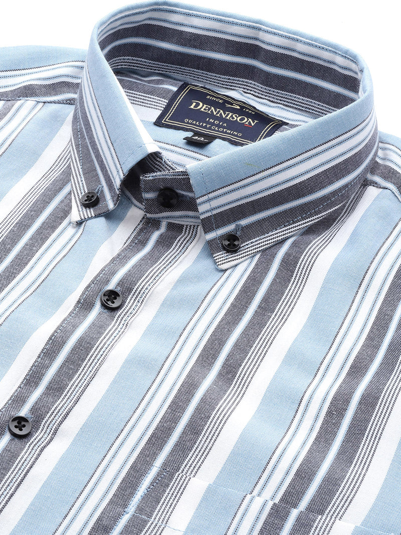 Blue: Striped Formal Shirt