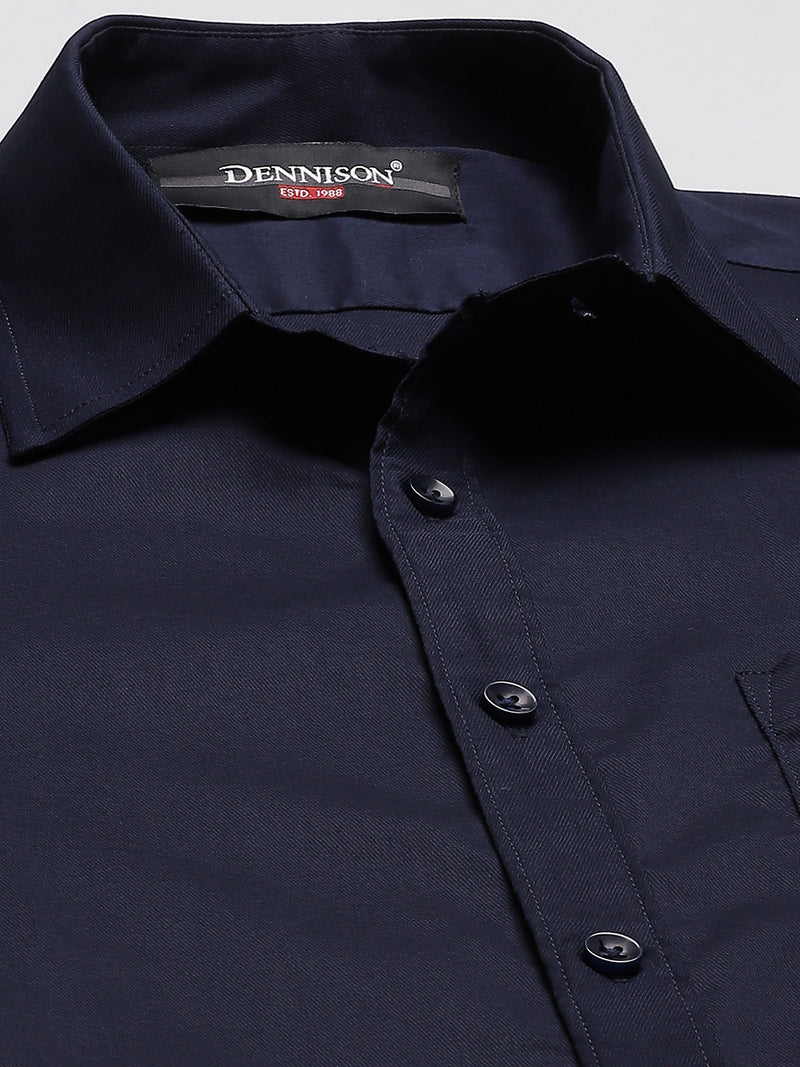 Navy Blue: Lycra Formal Shirt