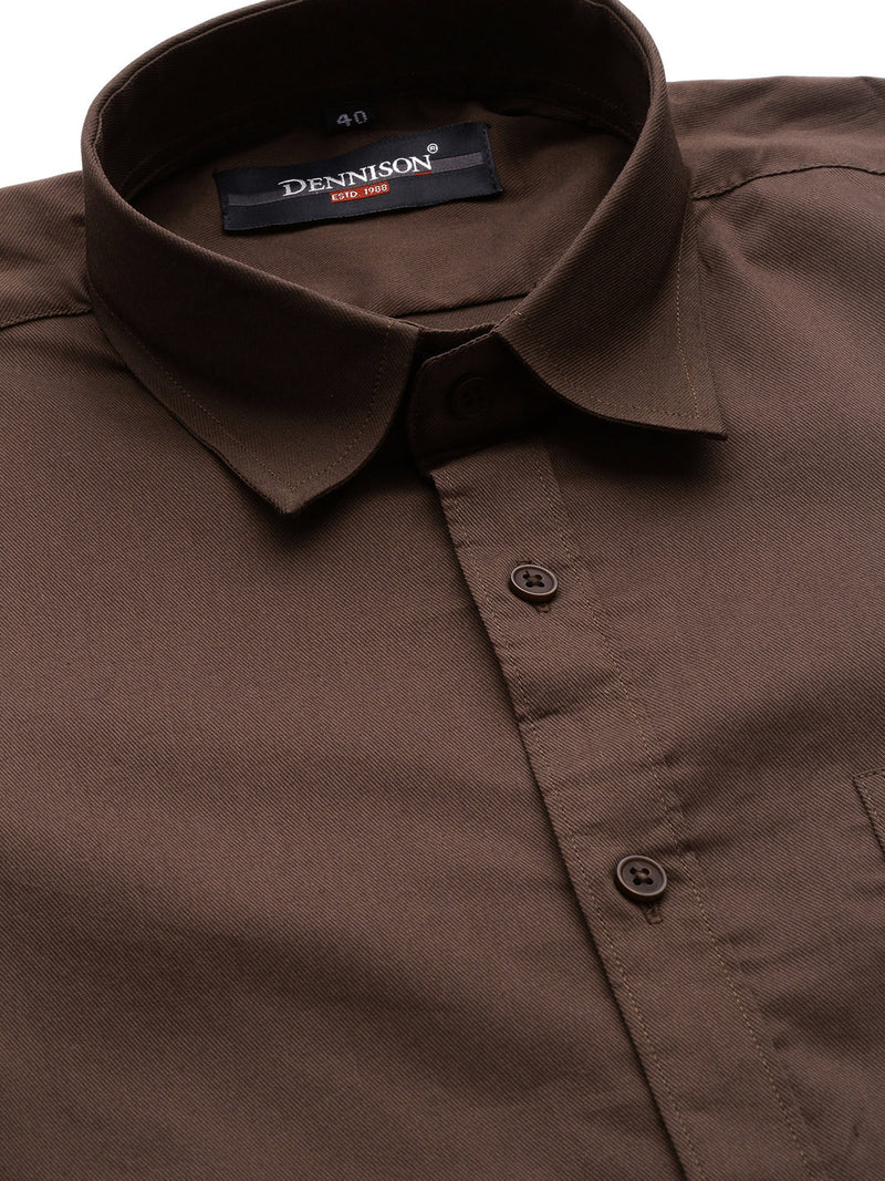 Brown: Solid Lycra Formal Shirt