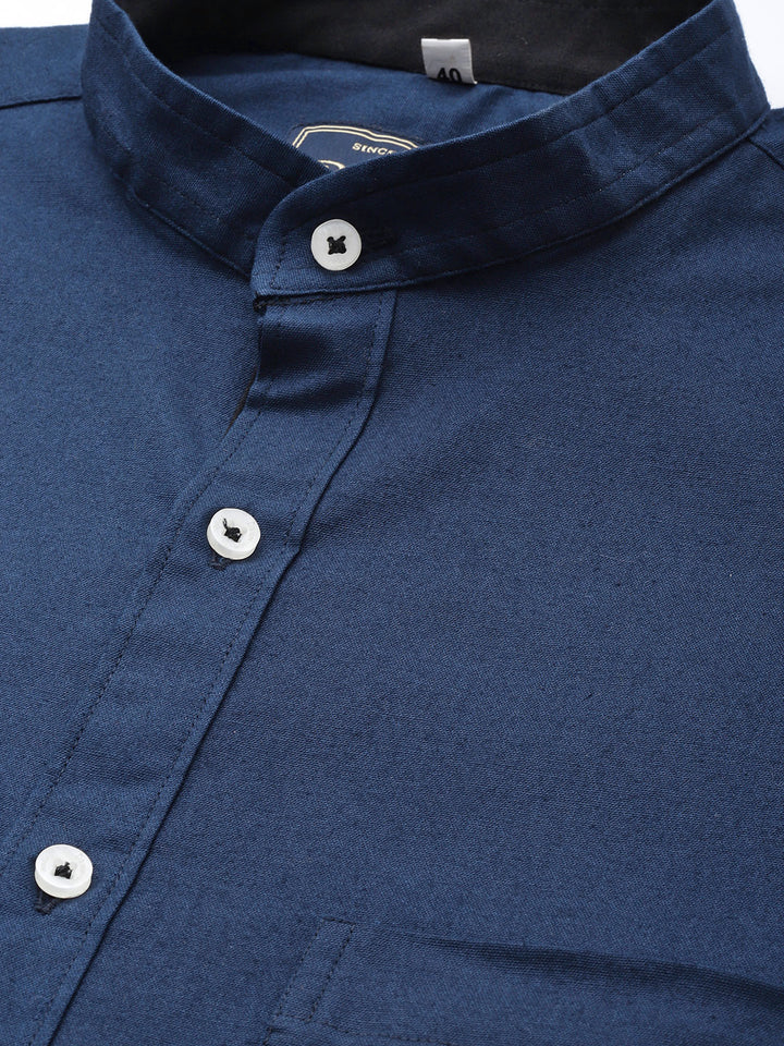 DENNISON Men Navy Blue Smart Slim Fit Casual Shirt