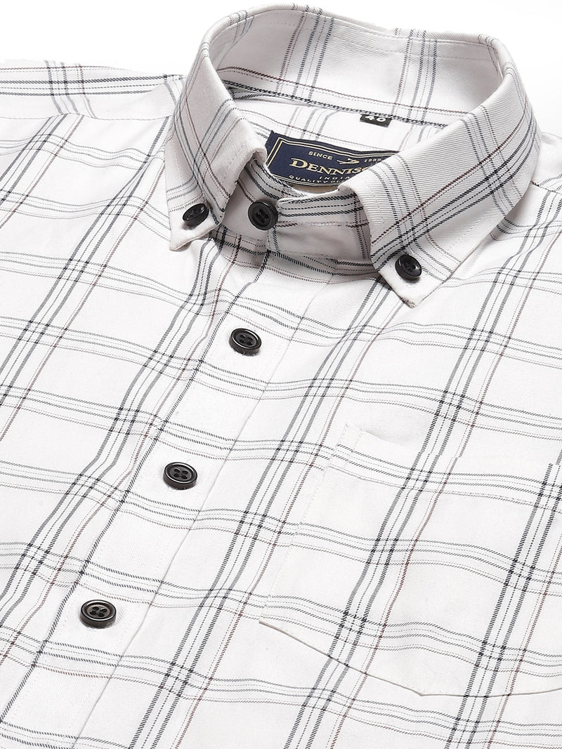 Men White Smart Slim Fit Checked Formal Shirt