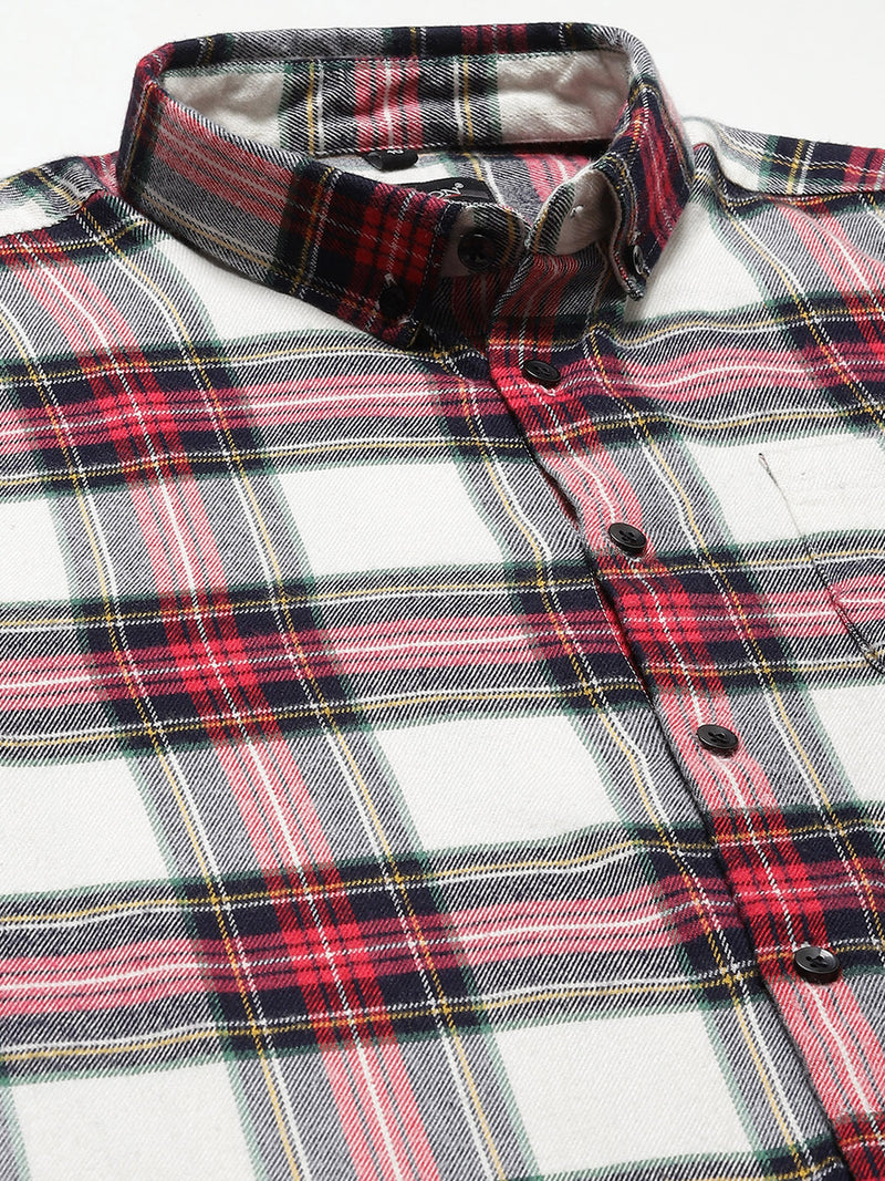 Men Smart Tartan Checked Cotton Casual Shirt