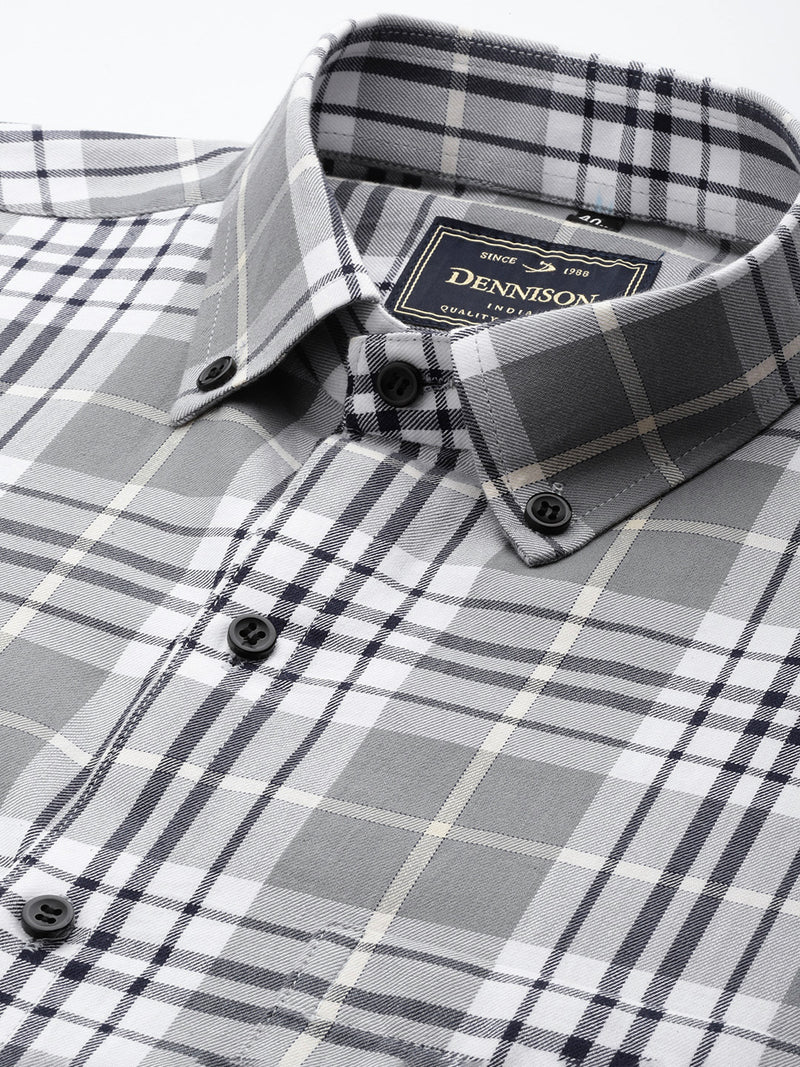 DENNISON Men Smart Tartan Checks Formal Shirt