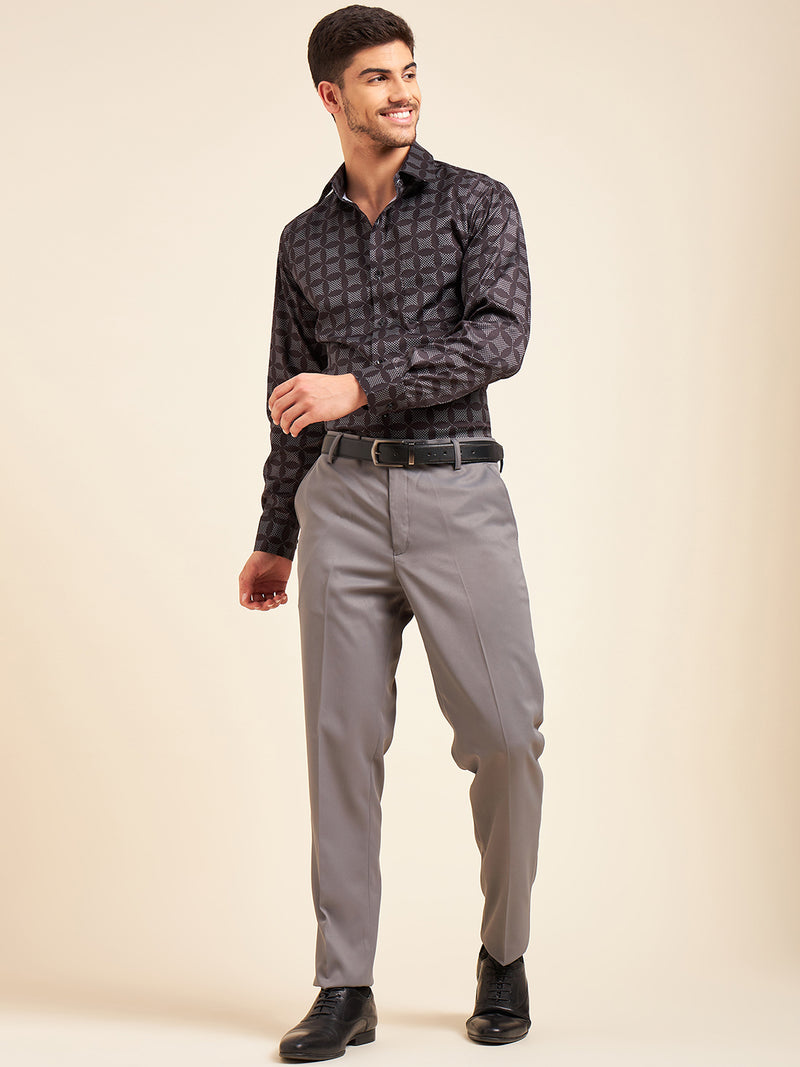 DENNISON Men Flat-Front Mid-Rise Formal Trousers