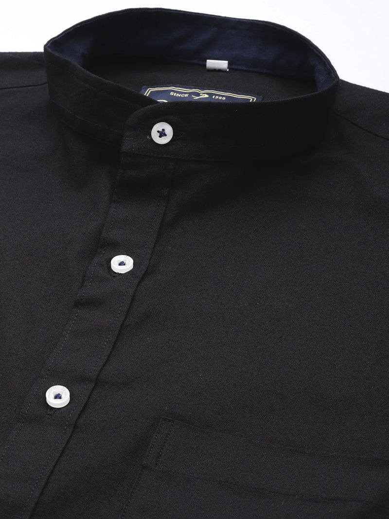 DENNISON Men Black Smart Slim Fit Casual Shirt
