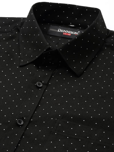 Black: Smart Polka Dots Printed Shirt