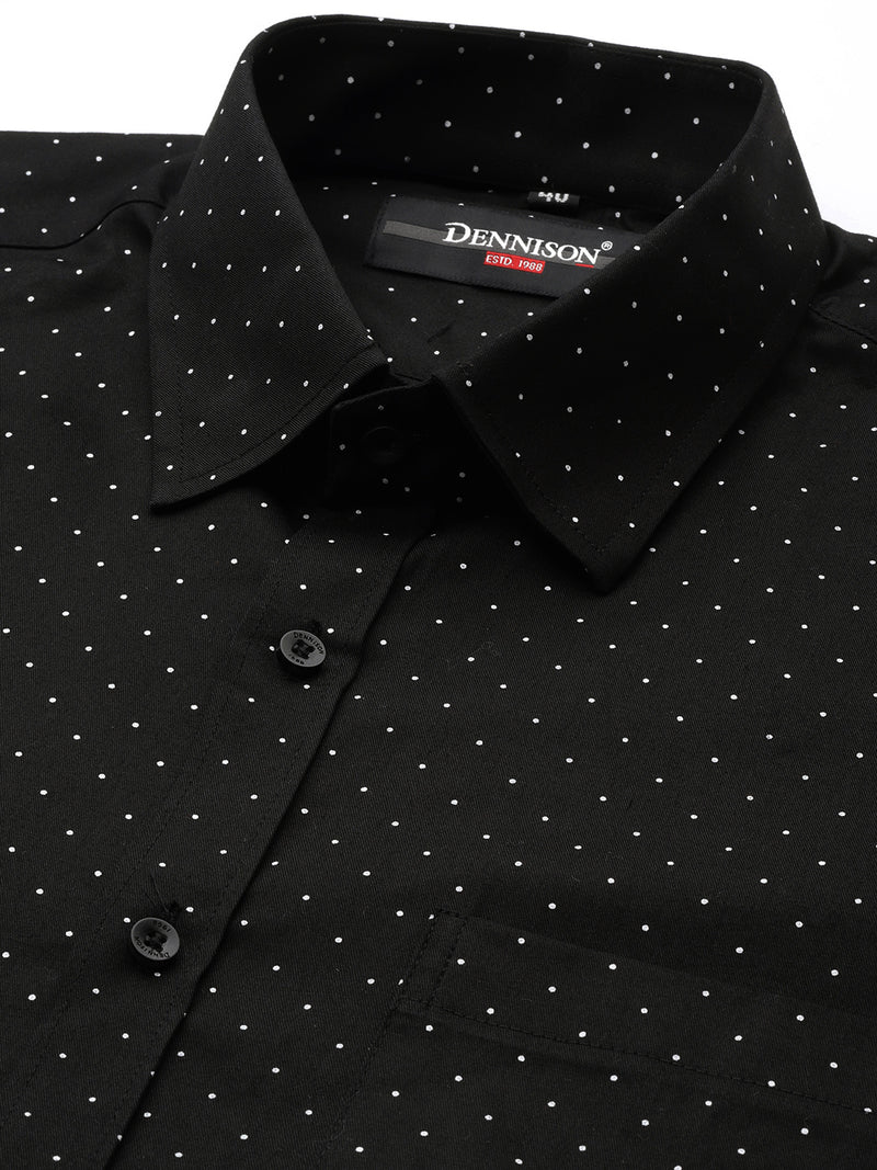 Black: Smart Polka Dots Printed Shirt