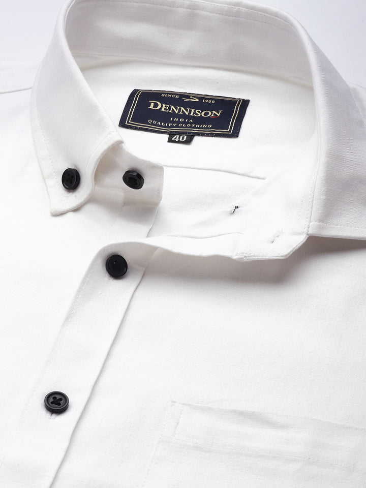 DENNISON Men White Smart Slim Fit Casual Shirt