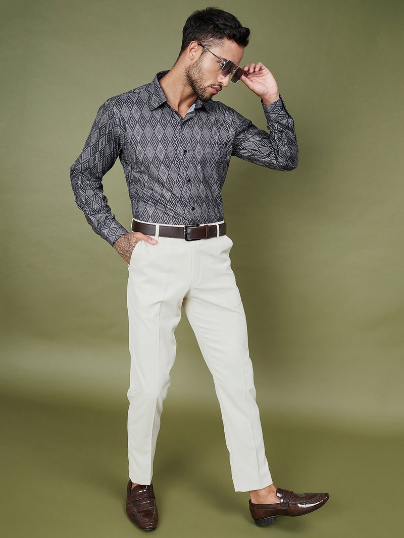 DENNISON Men Flat-Front Mid-Rise Regular Trousers