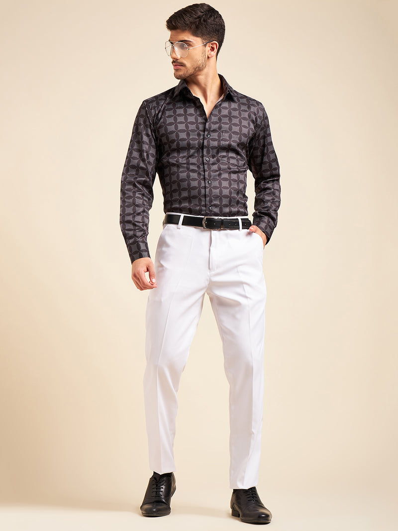 DENNISON Men Flat-Front Mid-Rise Formal Trousers