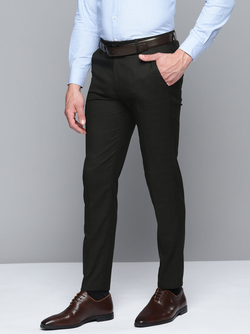 DENNISON Men Smart Checked Tapered Fit Formal Trousers