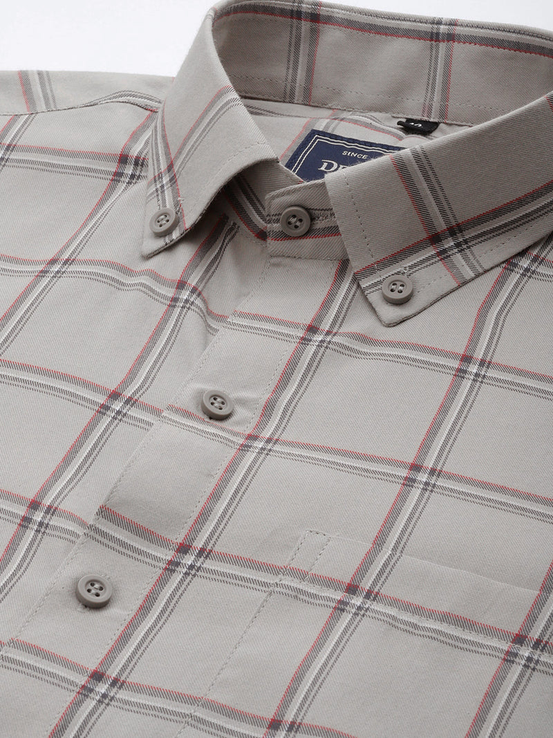 DENNISON Men Smart Windowpane Checks Formal Shirt