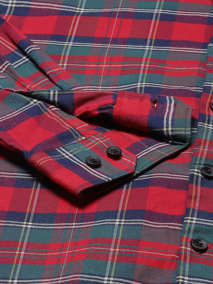 Men Smart Tartan Checked Cotton Casual Shirt