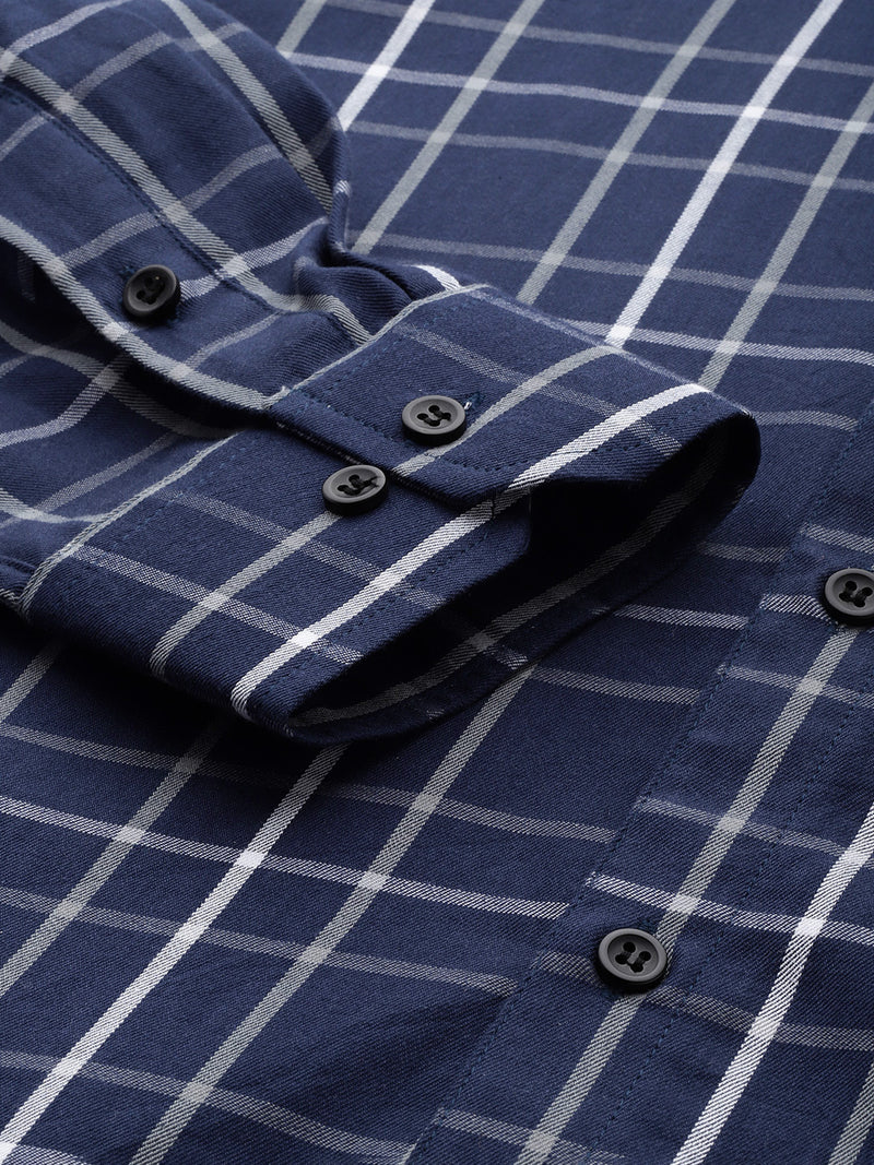 Blue: Tartan Checks Formal Shirt