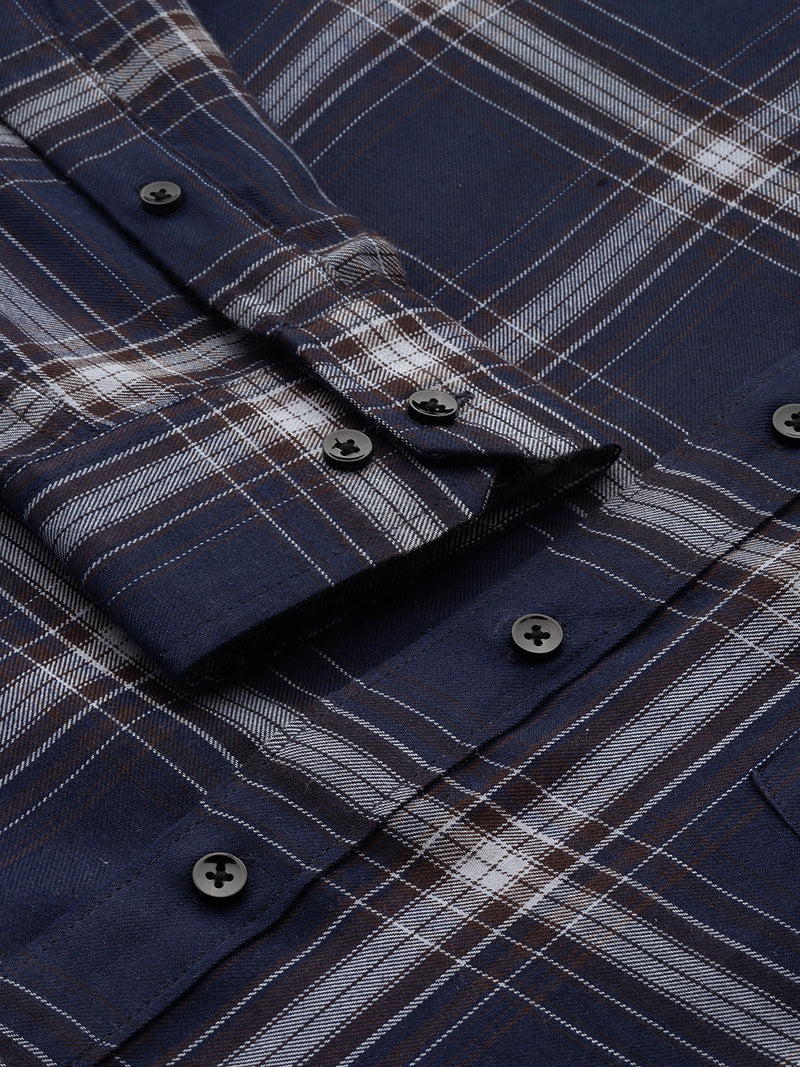 Men Smart Slim Fit Tartan Checks Formal Shirt