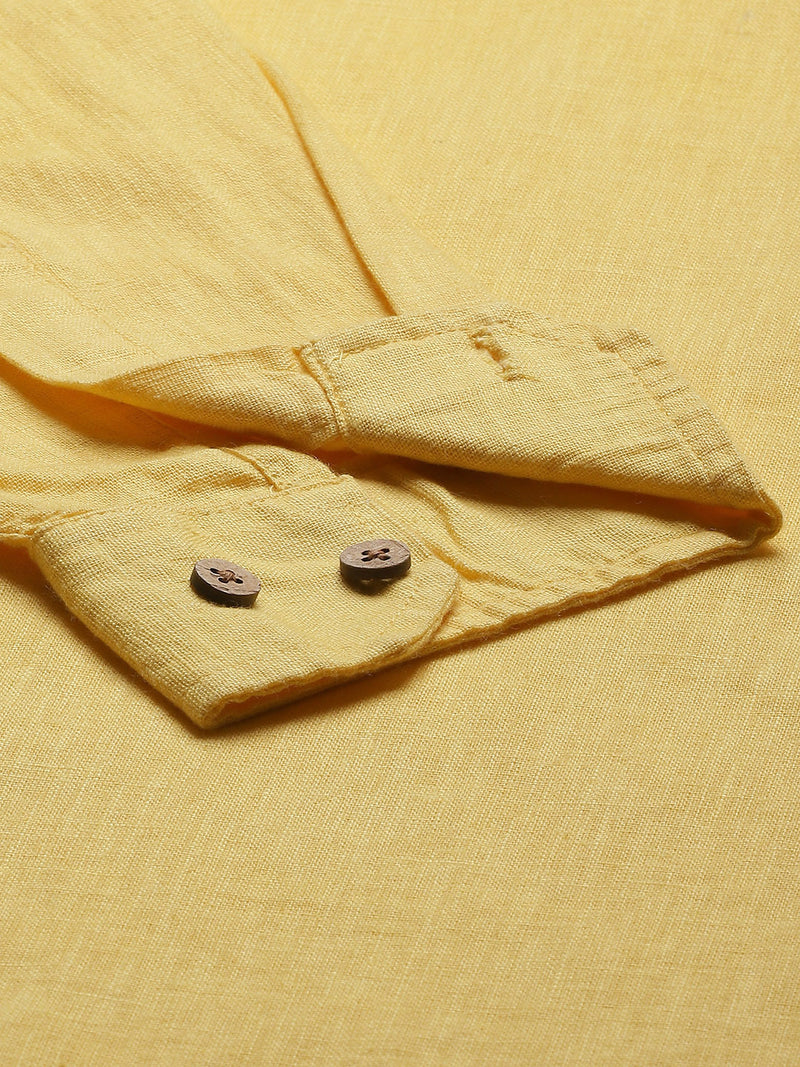 Men Yellow Comfort Slim Fit Short Kurta