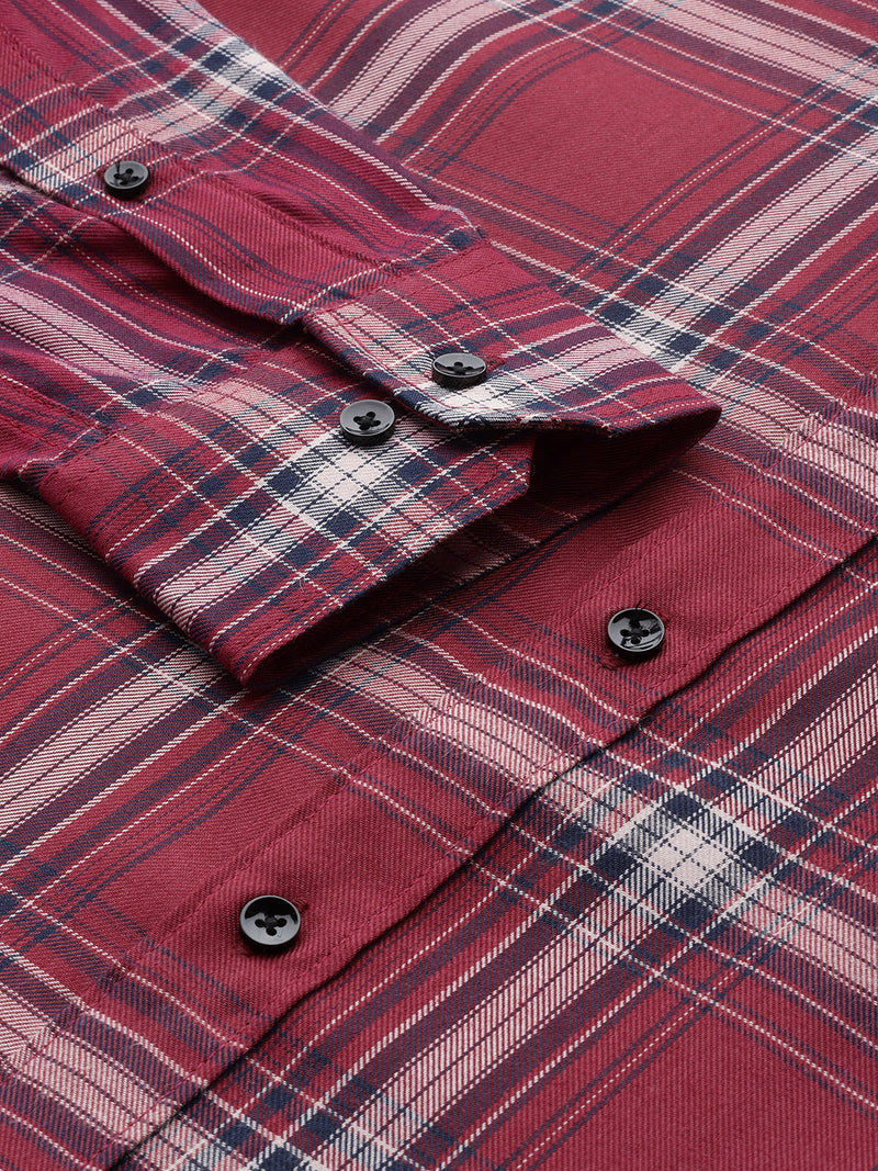 Maroon: tartan checked Formal shirt