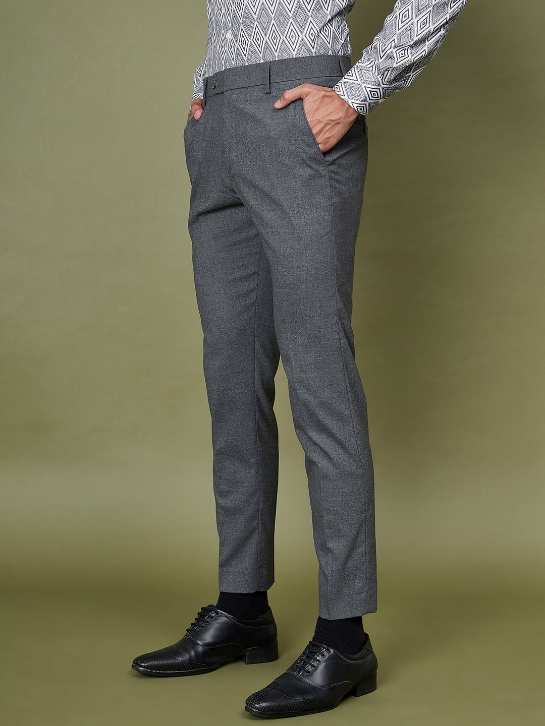 Men's Navy Textured Weave Classic Fit Suit Pants
