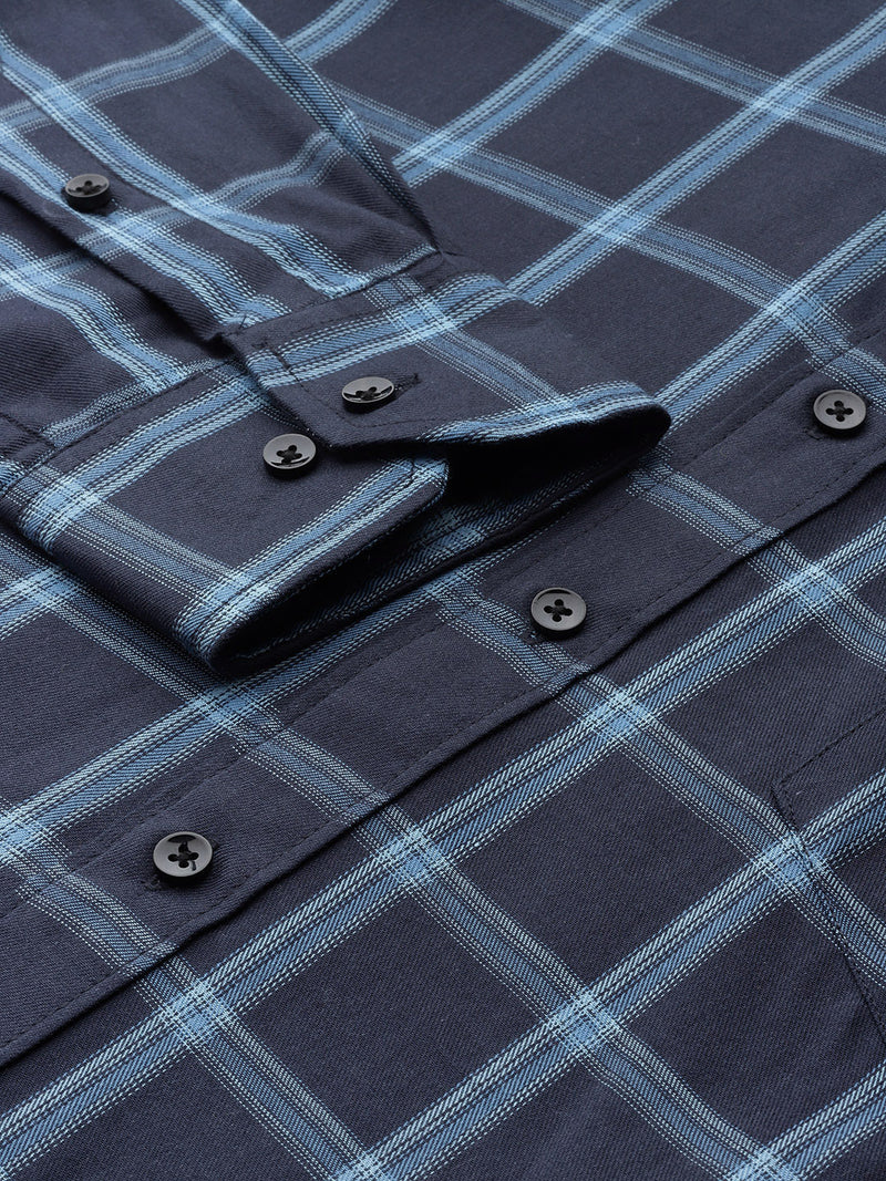 Smart Windowpane Checks Slim Fit Formal Shirt