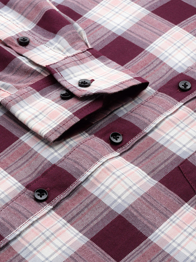 Men Smart Slim Fit Tartan Checks Formal Shirt