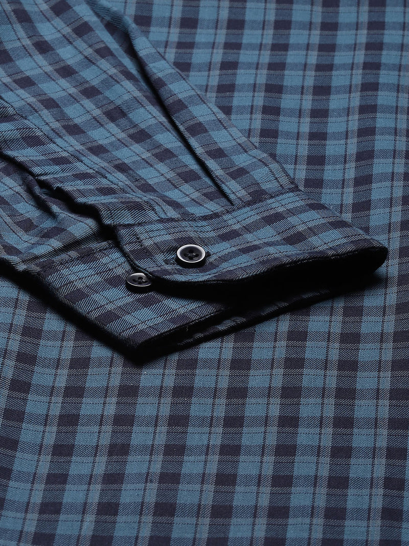 Men Black Smart Slim Fit Gingham Checks Opaque Checked Formal Shirt