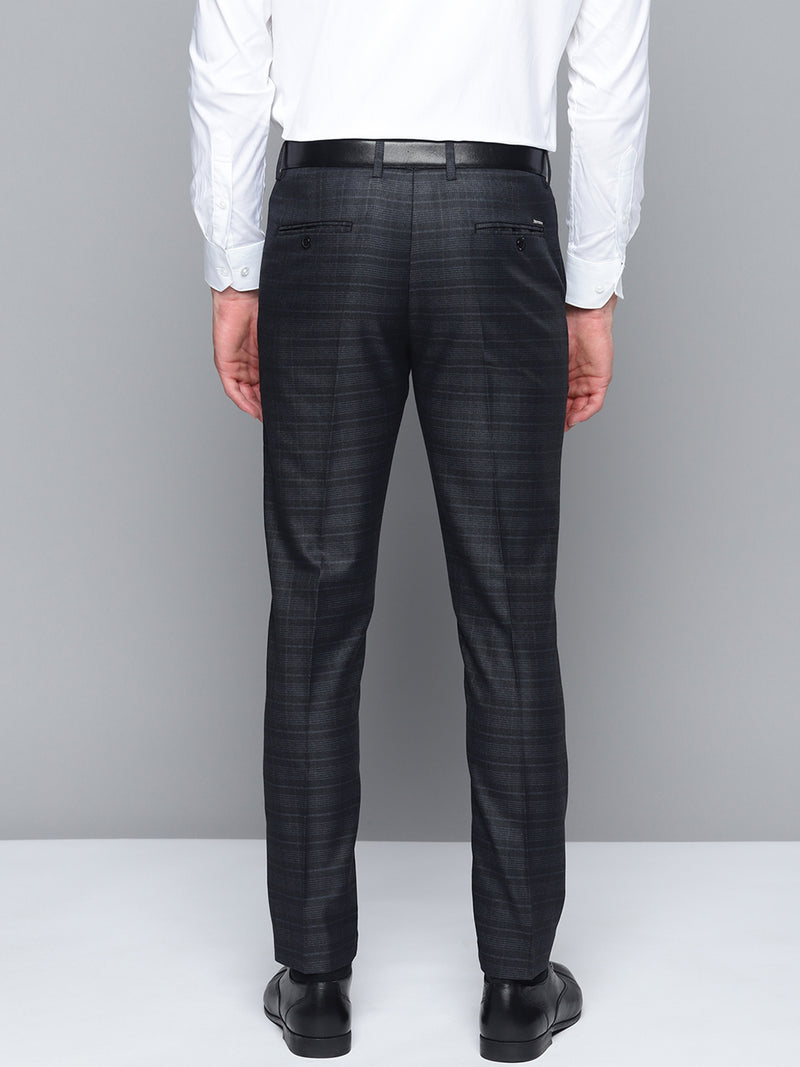 DENNISON Men Smart Self Design Tapered Fit Formal Trousers