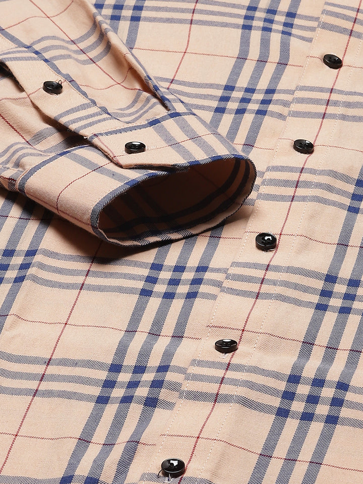 Men Smart Tartan Checked Cotton Formal Shirt