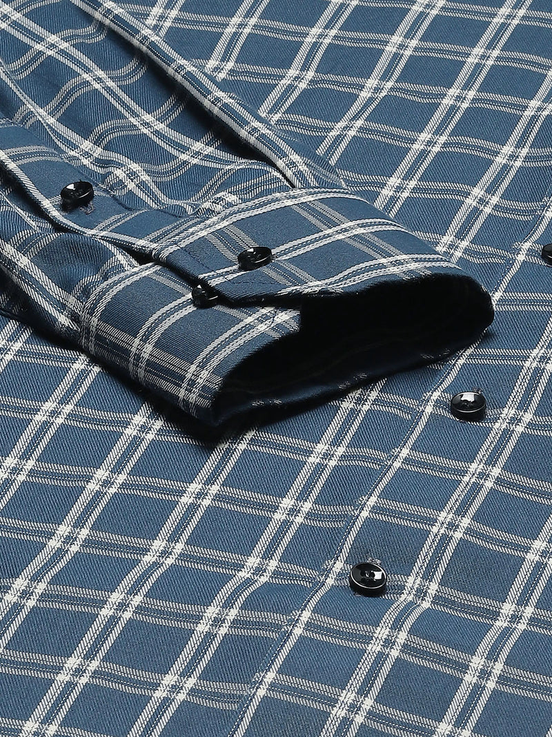Men Smart Gingham Checked Cotton Formal Shirt