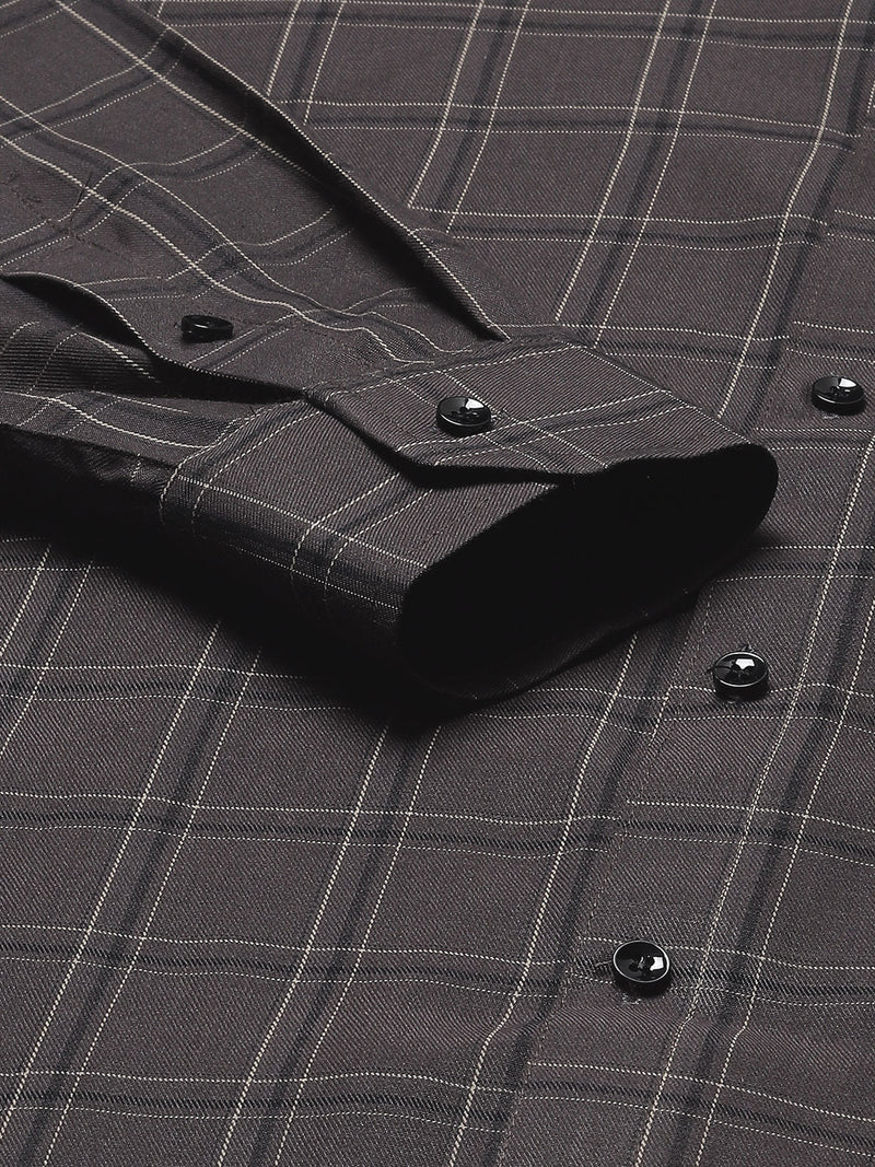Men Smart Tartan Checked Cotton Formal Shirt