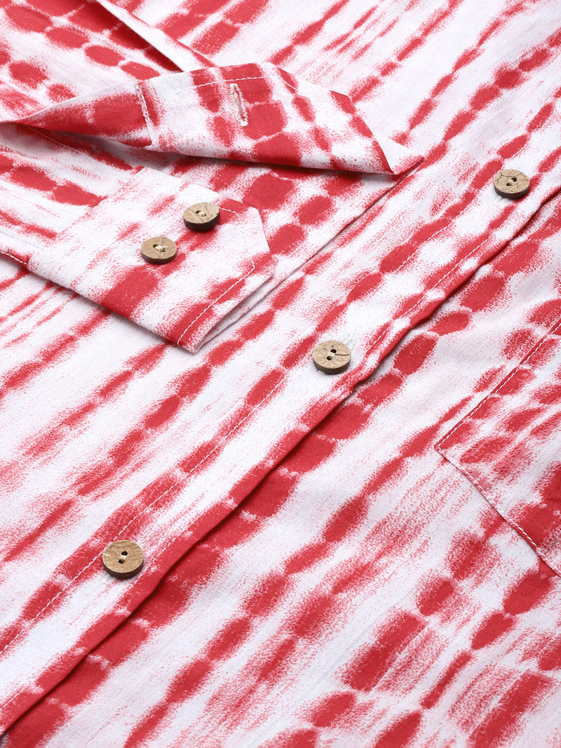 DENNISON Men Red Block Printed Shirt