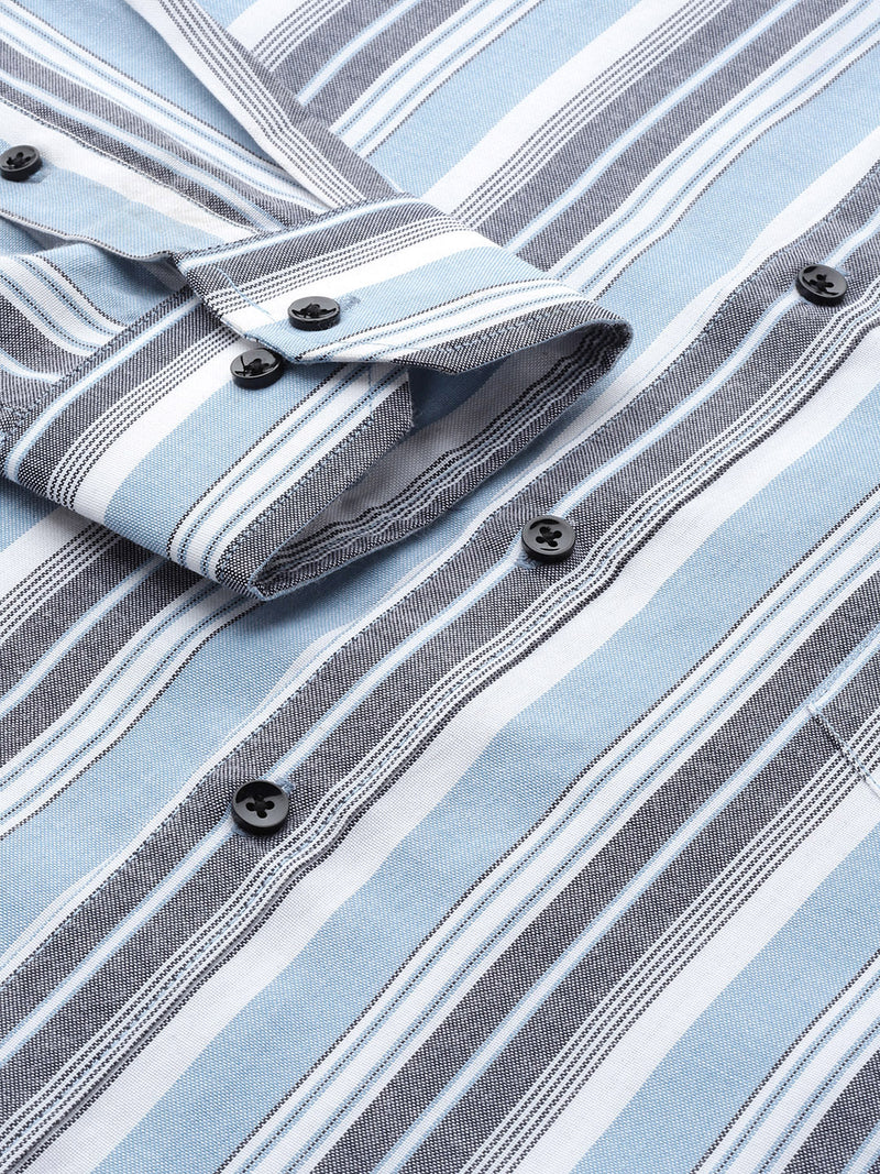 Blue: Striped Formal Shirt